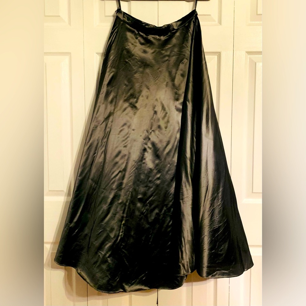 Vintage Jessica McClintock gunmetal acetate skirt with tulle underskirt